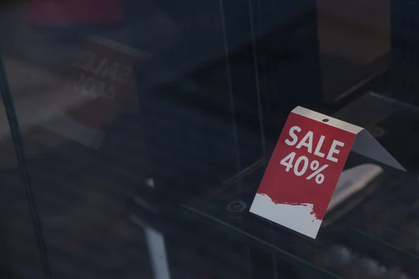 Sale Sign Window Shop Mall — Stock Photo, Image