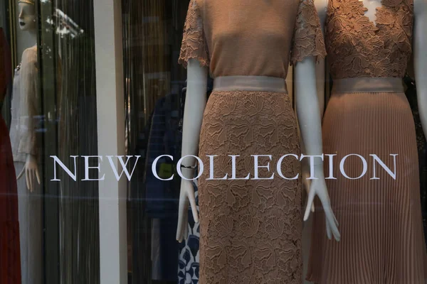 New Collection Sign Written Window Shop Fashion Boutique — Stock Photo, Image