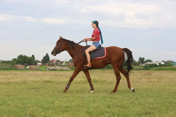 Chica con el caballo — Foto de Stock