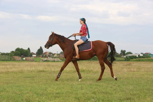 Menina com o cavalo — Fotografia de Stock