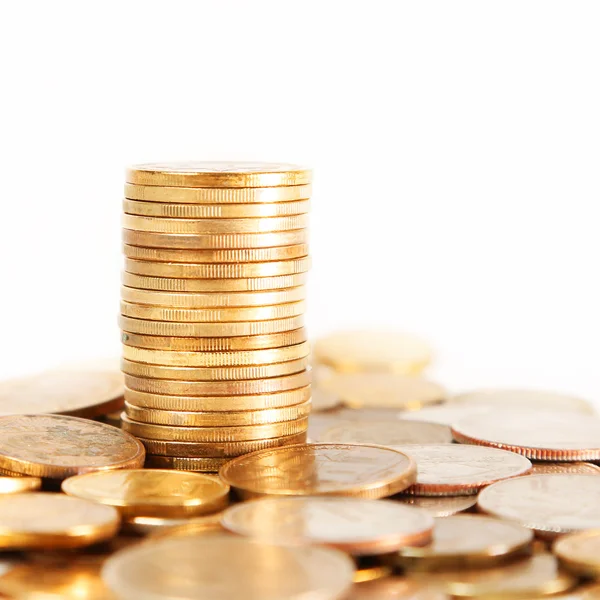 Stack of coins on white background — Stock Photo, Image