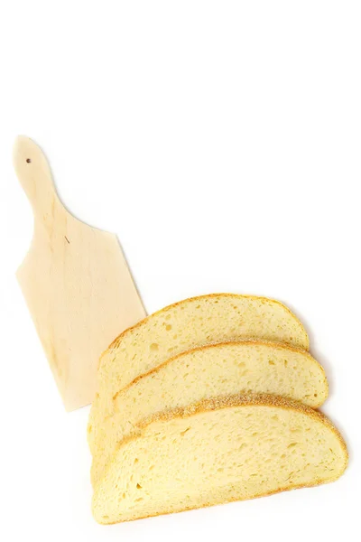 Slices of bread on white — Stock Photo, Image