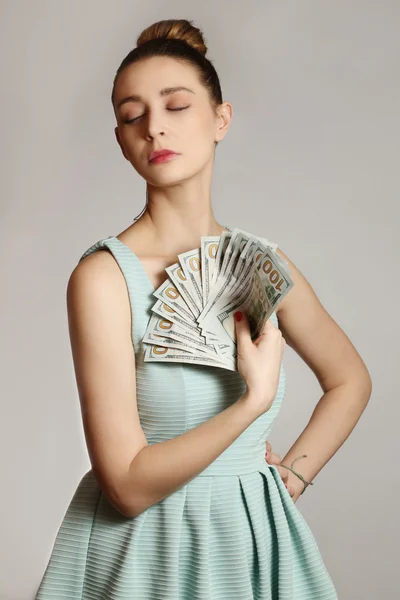 Woman with money — Stock Photo, Image