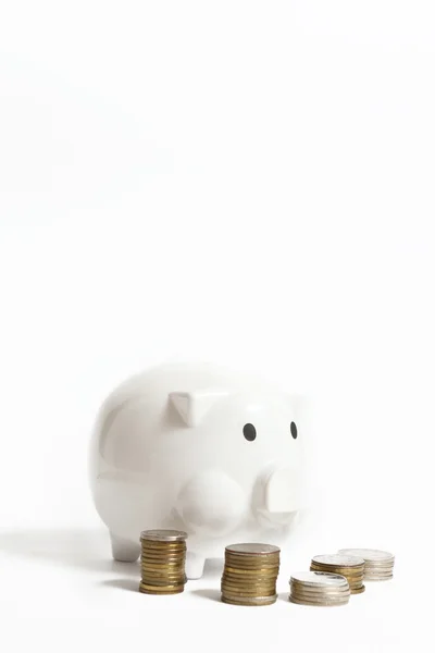 Banco piggy branco — Fotografia de Stock