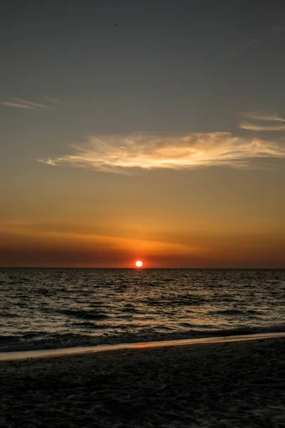 Pôr Sol Praia Subtropical — Fotografia de Stock