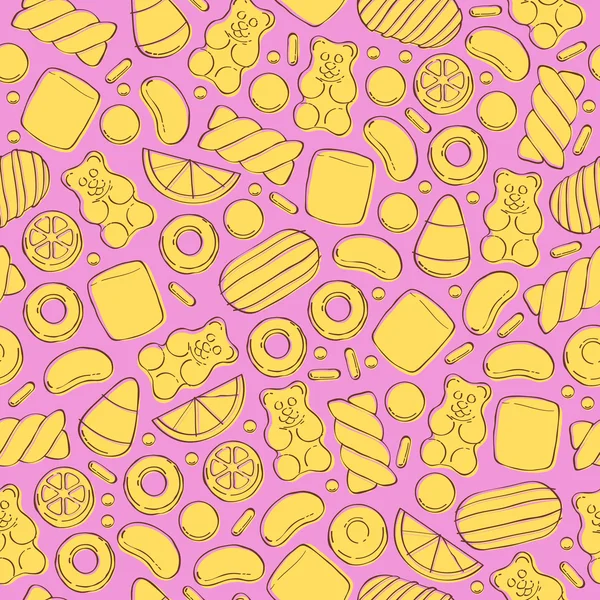Colorful sweets pattern. Assorted candies. Vector Graphics