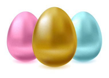 Set of glossy metallic easter eggs