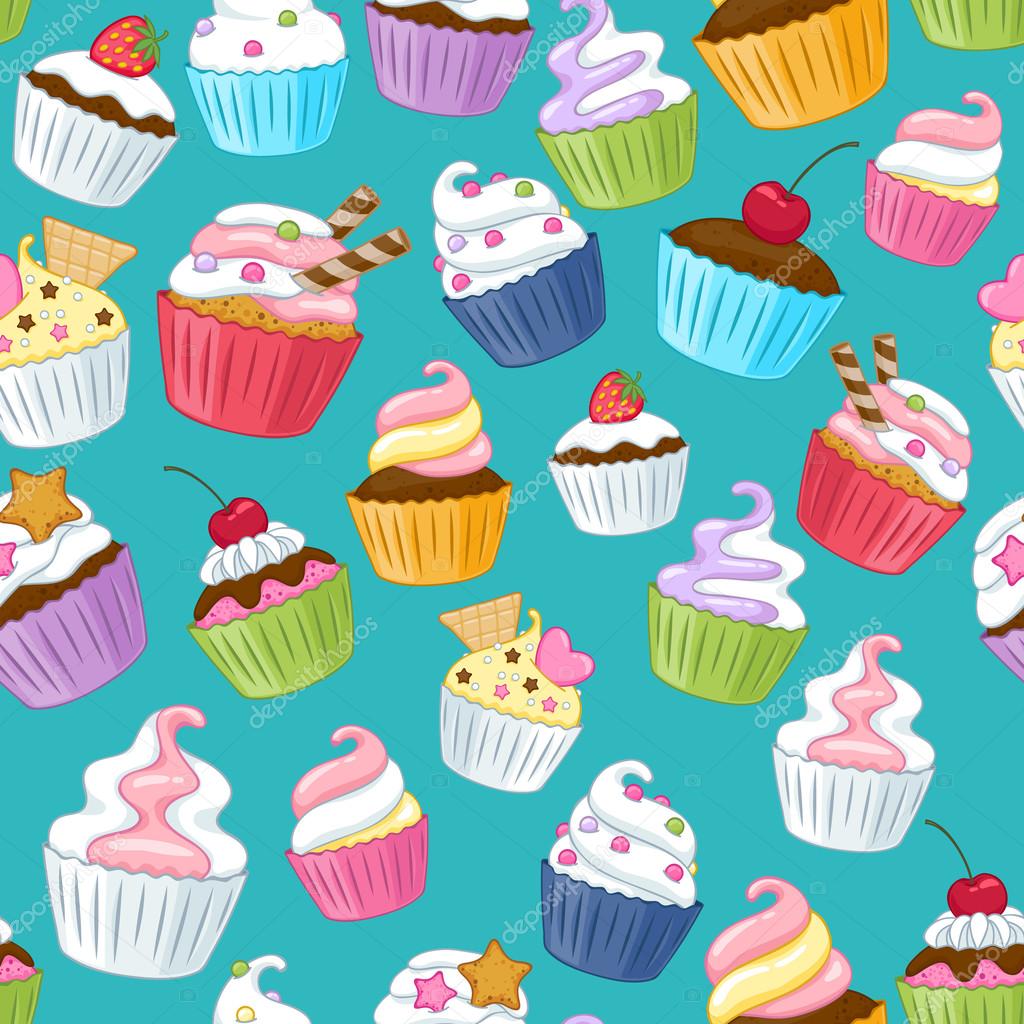 Seamless Cupcakes Pattern Colorful Background Stock Vector Image By C Rea Molko 65043517