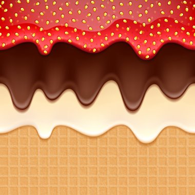 Wafer and flowing sweet fillings - vector background.