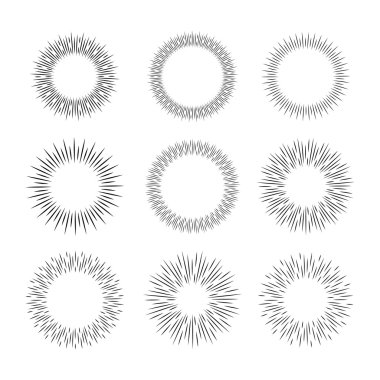 Set of sunburst symbols vector illustration.