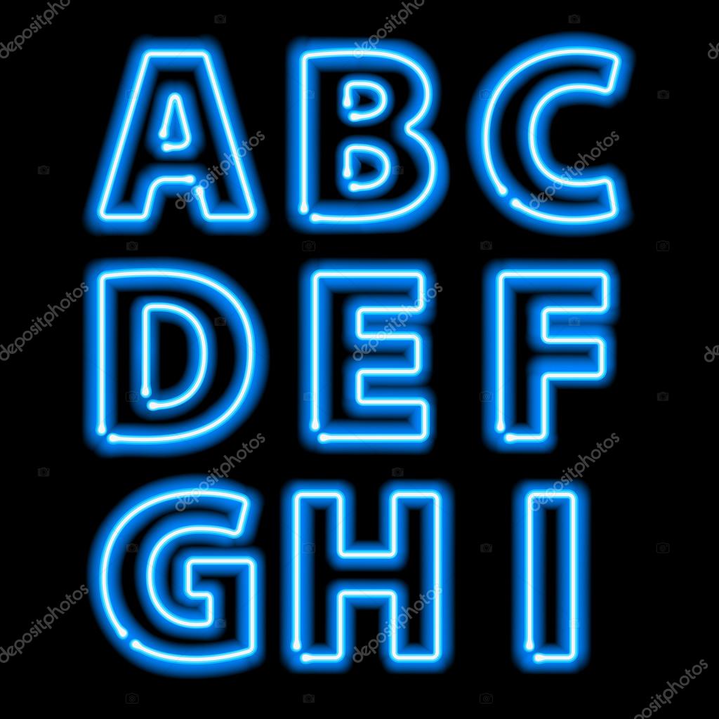 Blue Neon Light Glowing Letters Set Stock Vector Image By C Rea Molko