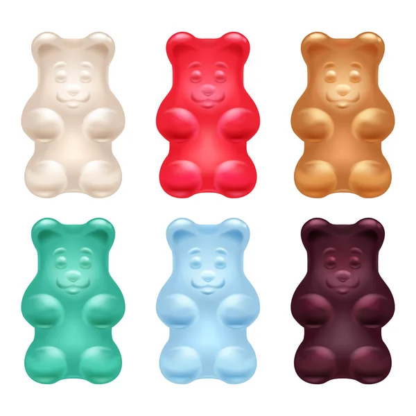 Set of colorful beautiful gummy bears. Stock Illustration