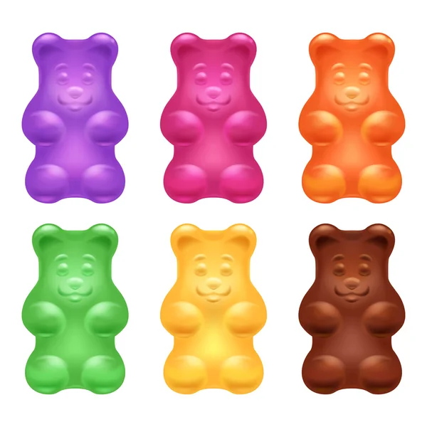 Set of colorful beautiful gummy bears. Vector Graphics