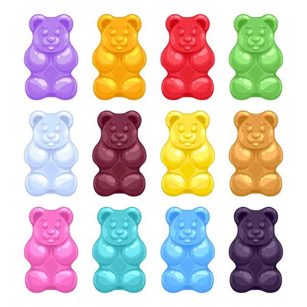 Set of colorful beautiful gummy bears. Stock Vector