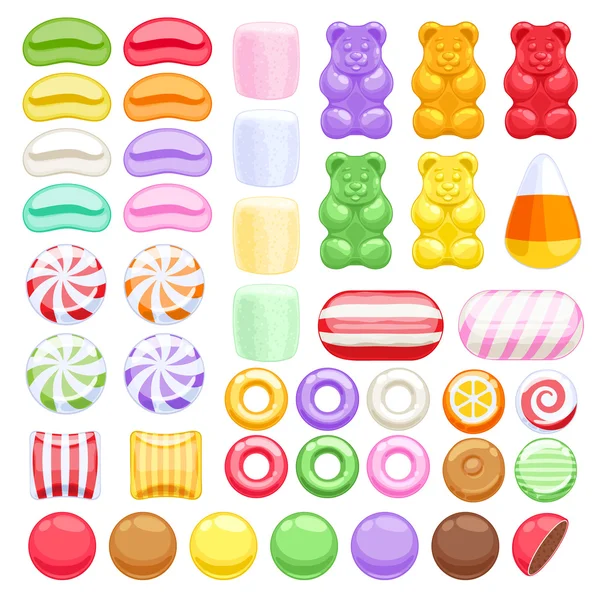 Set of different sweets. Assorted candies. Vector Graphics