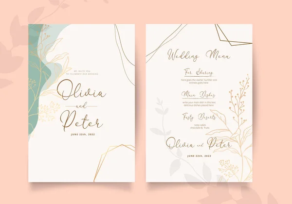 Modelo Cartão Casamento Coroa Floral Elegante Ilustração Vetorial Eps —  Vetores de Stock