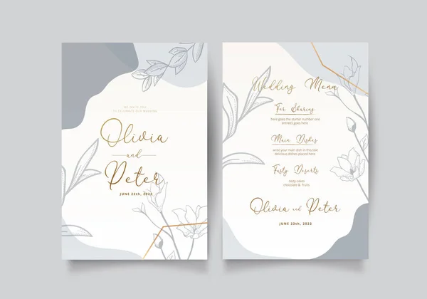 Elegante Modello Biglietto Sposa Con Corona Floreale Illustrazione Vettoriale Eps — Vettoriale Stock