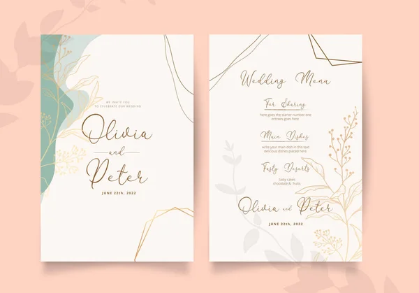 Modelo Cartão Casamento Coroa Floral Elegante Ilustração Vetorial Eps — Vetor de Stock
