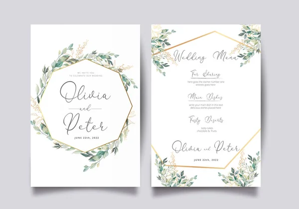 Elegant Floral Wreath Wedding Card Template Vector Illustration Eps — Stock Vector