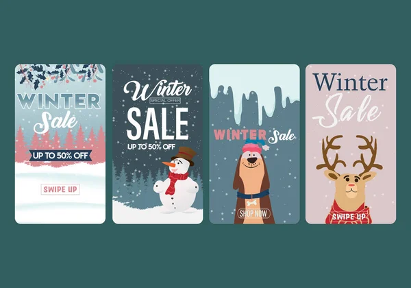 Inverno Venda Instagram Histórias Ilustração Vetorial Eps — Vetor de Stock