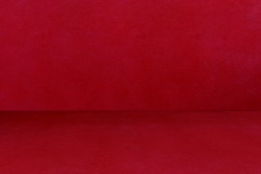 Boş kırmızı beton oda ve zemin zemin arka plan, iç zemin için perspektif kırmızı eğimli beton oda, arkaplan, ürün gösterimi için alanı olan gri grunge çimento odası, şablon