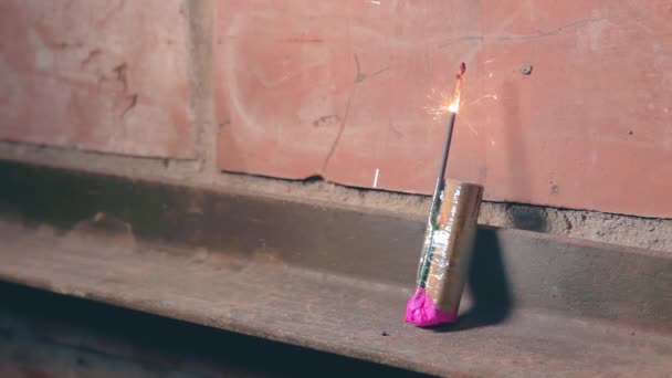 Firecracker was Lighterd Up and Explode — Stock video