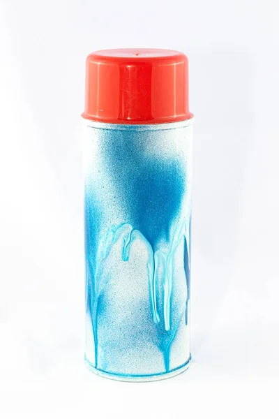 Blue Spray Paint Can on White Background — Stock Photo, Image