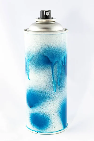 Blue Spray Paint Can on White Background — Stock Photo, Image