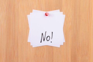 HAYIR - Yazılı No ile Beyaz Yapışkan Notlar Tahta Mesaj Tahtasına Bağlı