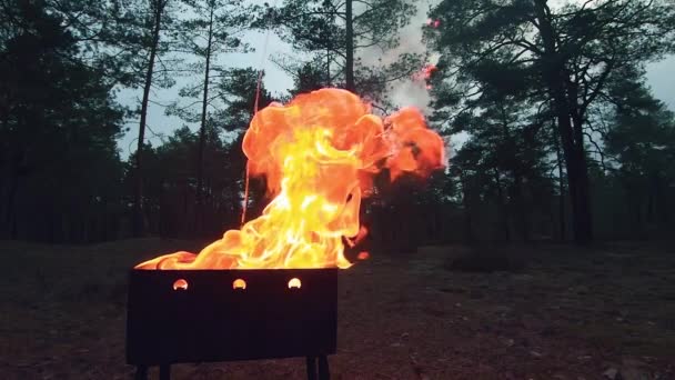 Hořící plamen v pánvi - Super pomalý pohyb — Stock video