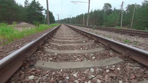 Movimento suave ao longo da estrada de ferro europeia — Vídeo de Stock