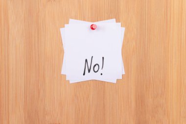 HAYIR - Yazılı No ile Beyaz Yapışkan Notlar Tahta Mesaj Tahtasına Bağlı