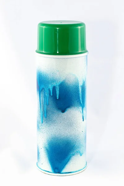 Blue Spray Paint Can on White Background — Stock Photo, Image