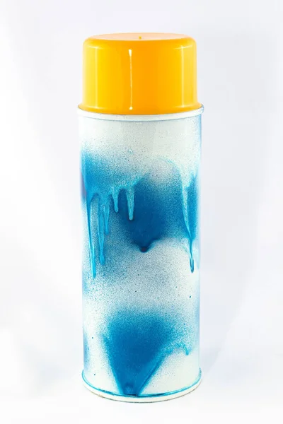 Blue Spray Paint Can on White Background — Stock Photo, Image