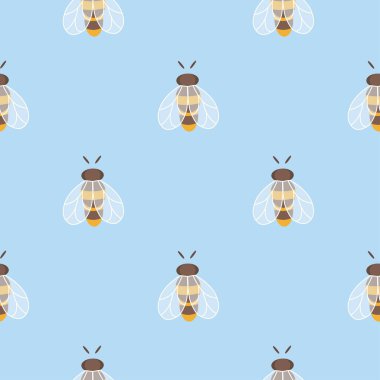 Arılarla kusursuz yaz şablonu. Kumaş, ambalaj, tekstil, duvar kağıdı, giysi için harika..