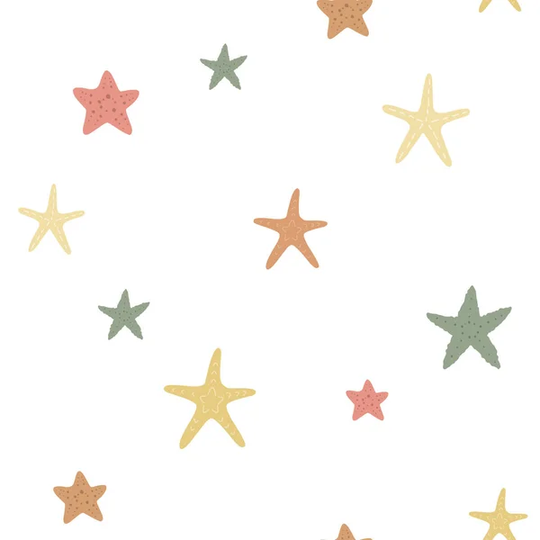 Patrón Marino Sin Costuras Con Estrellas Mar Lindo Niños Textura — Vector de stock