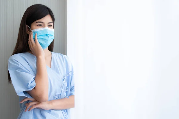 Portrait Asian Woman Patient Hospital Concept Staying Resting Hospital — Stock Photo, Image