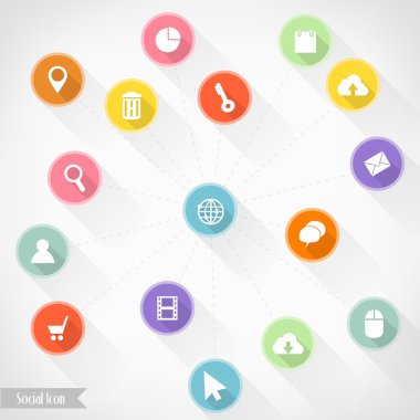 Sosyal Icon infographics, vektör çizim afiş, diagr için