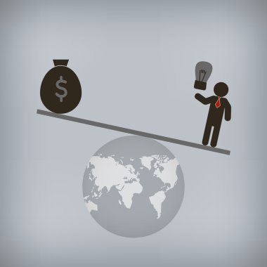 İşadamı dünya kontrol fikri, co için vektör çizim ile