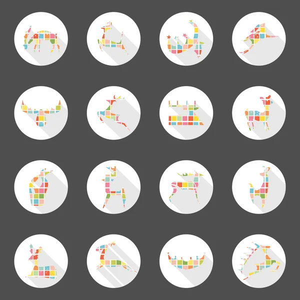 Iconos de ciervos web diseño de sombras largas, puede habilitar o deshabilitar sombras — Archivo Imágenes Vectoriales