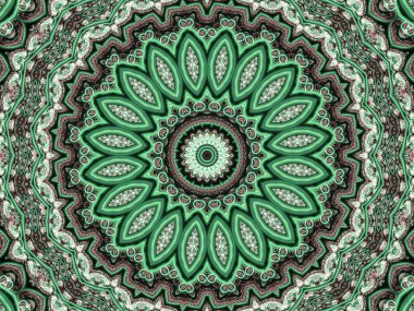 Yeşil sorunsuz fraktal mandala, yaratıcı grafik tasarım için dijital sanat