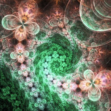 Soyut fraktal çiçekler, yaratıcı grafik tasarım için dijital sanat