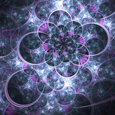 koyu mor fraktal çiçek, yaratıcı grafik tasarım için dijital sanat