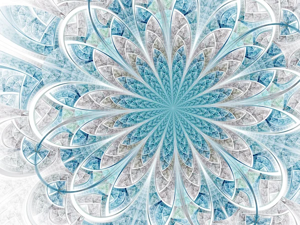 Flor fractal temática azul claro de la boda, ilustraciones digitales para el diseño gráfico creativo — Foto de Stock