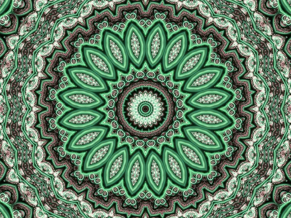 Groene naadloze fractal mandala, digitale kunst voor creatieve grafisch ontwerp — Stockfoto