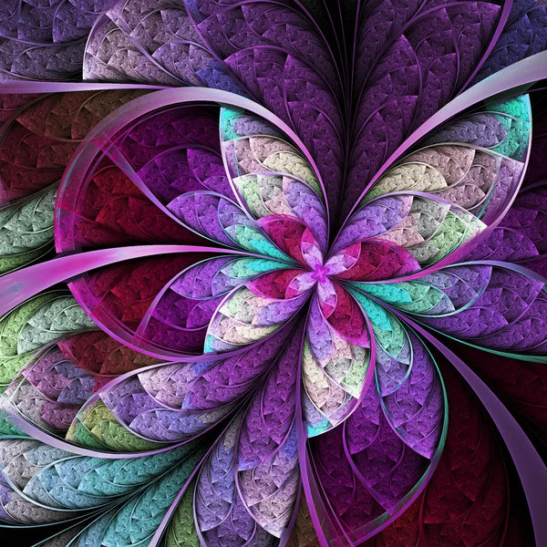 Purple fractal butterfly or flower, digital artwork for creative graphic design — Stock Photo, Image