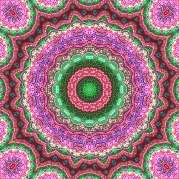 Colorful glossy fractal mandala, digital artwork for creative graphic design — Stock Photo, Image