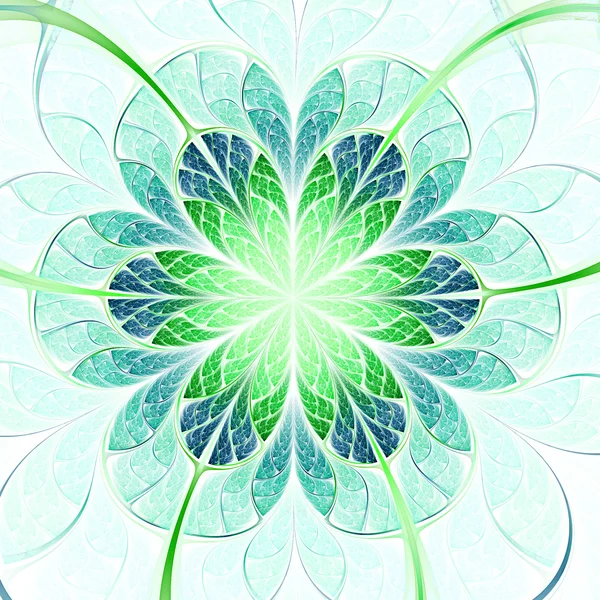 Ανοιχτό πράσινο fractal λουλούδι, ψηφιακό έργο τέχνης για δημιουργικό γραφικό σχεδιασμό — Φωτογραφία Αρχείου