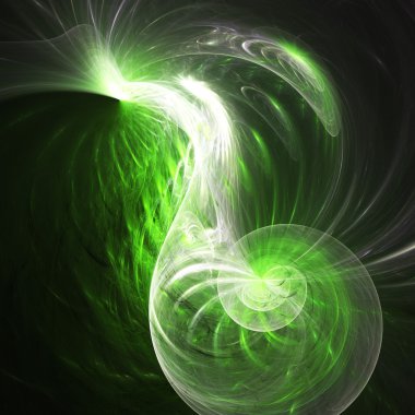 Koyu yeşil fraktal sarmal, yaratıcı grafik tasarım için dijital sanat