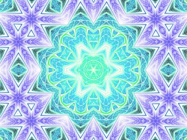 Soyut vitray fraktal mandala, yaratıcı grafik tasarım için dijital sanat